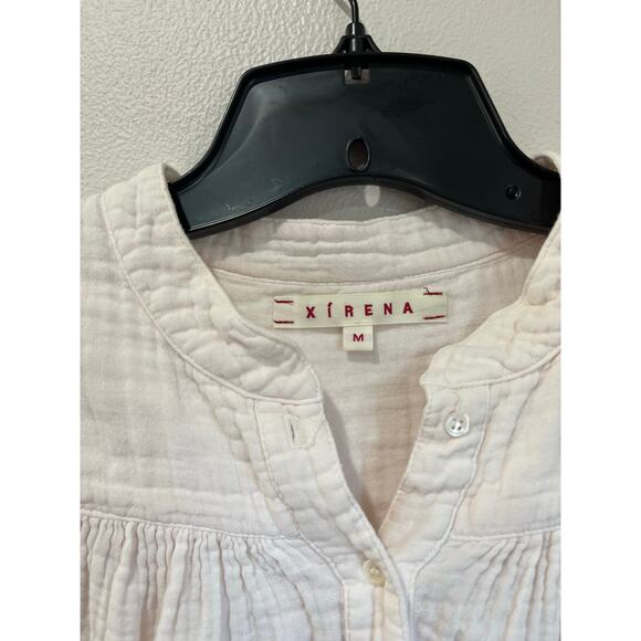 Xirena Hemingway Gauze Henley Long Sleeve Lightweight Cotton Top Pink M - Picture 6 of 6